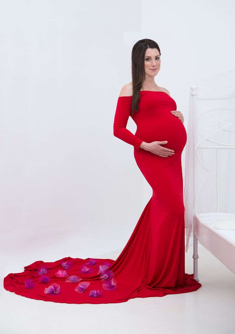 red maternity evening gown