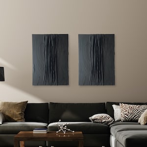 Black Textured Wall Art, 3D Plaster Art, Modern Wall Art,  Minimalist Decor, Wabi Sabi Art, Boho Art