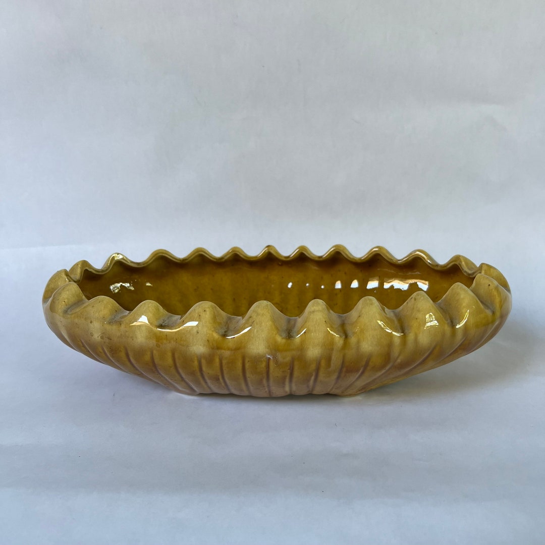 Eugene Pottery Yellow Rippled Planter P203 Etsy
