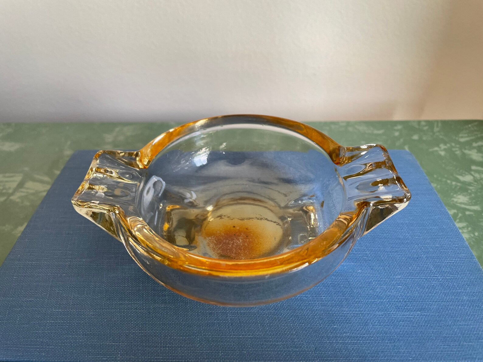 Vintage Marigold Carnival Glass Ashtray Etsy
