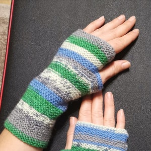 Luvas sem dedos multicoloridas luvas de malha inverno aquecedores de braço luvas de malha luvas de lã feminina luvas aquecedores de braço mão de malha