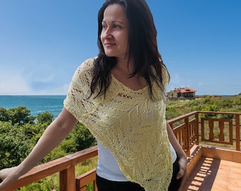 Knit Summer Poncho, Bohemian Vegan Clothing, Lightweight Layers