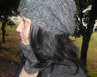 Hand-knit hat and scarf  warm wool hand-knit accessories Warm beanie Handmade Scarf and had