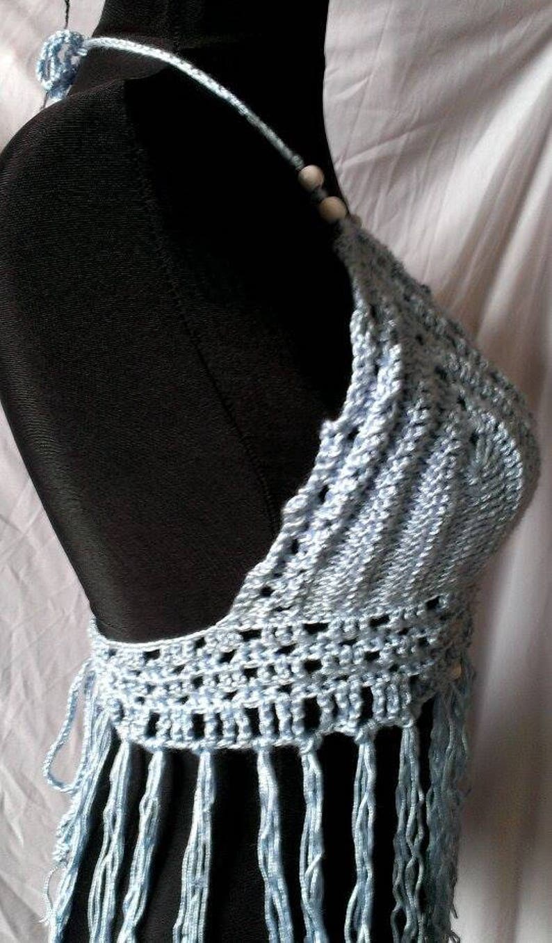 Hand knitted crochet halter top Corset festival Bikini top Beach bra top image 3