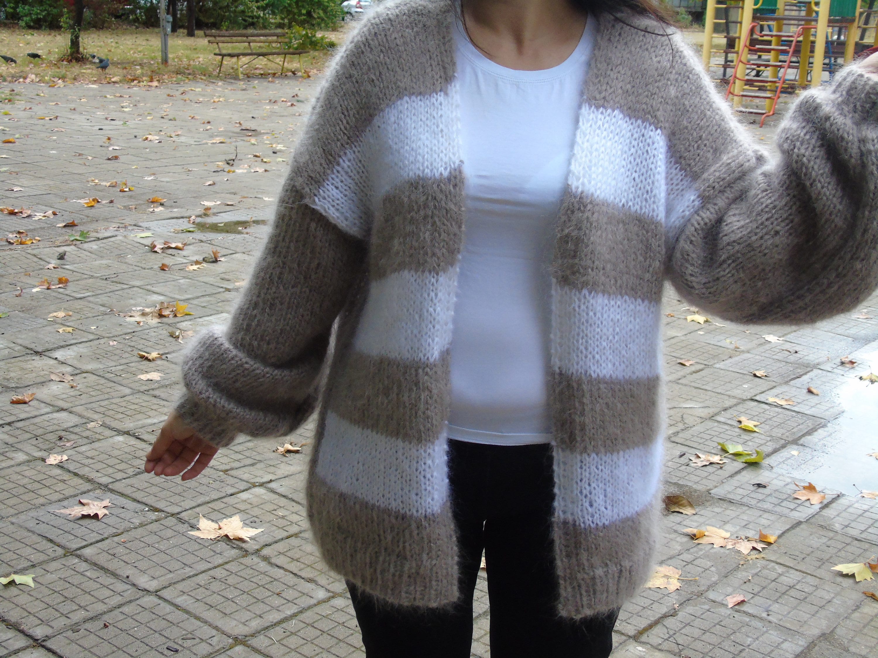 Mohair top oversized cardigan