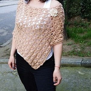Summer boho poncho, vegan poncho,Summer poncho for women,vegan clothing, summer layers, hippie chic crochet poncho