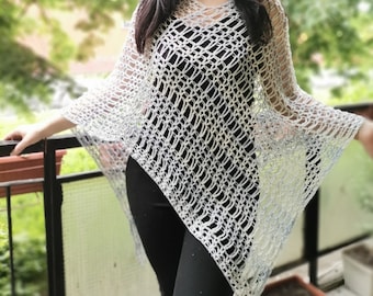 Crochet poncho Hand knitted poncho Summer poncho beach cover up, summer knit poncho, women ponchos, swimsuit knit cover