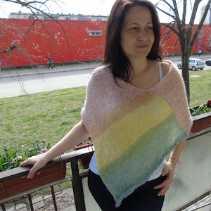 Womens Knit Poncho, Summer mohair poncho for women, knit poncho, bohemian clothing for women, vegan summer clothing
