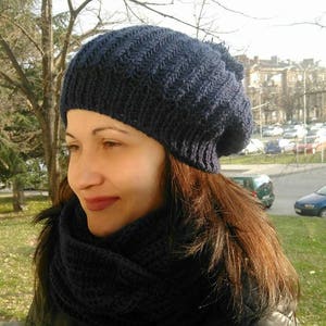 Hand knitted warm set hat and scarf,knitted set,Hand knitted warm slouchy beanie perfect for colder seasons! Premium quality yarn