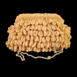 Handmade knitted Puffy bag Puffy Bag,Handmade Bag,Chunky Bag,Yarn Bag,Frame Bag Puffy Clutch bag