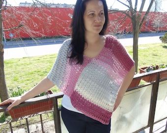 Summer poncho for women, bohemian clothing, knit women poncho, vegan clothing, summer layers, hand knit cotton summer poncho