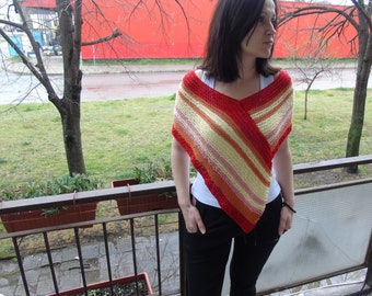 Knit Summer Poncho, Bohemian Vegan Clothing, Women's Layer