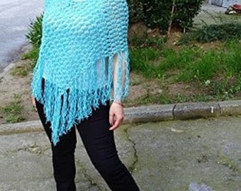 Summer Boho Crochet Poncho, Vegan Hippie Chic