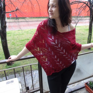 Boho poncho for summer, hand knit cotton summer poncho, vegan cotton poncho, hippie chic knit poncho, beach cover up, women knit poncho.