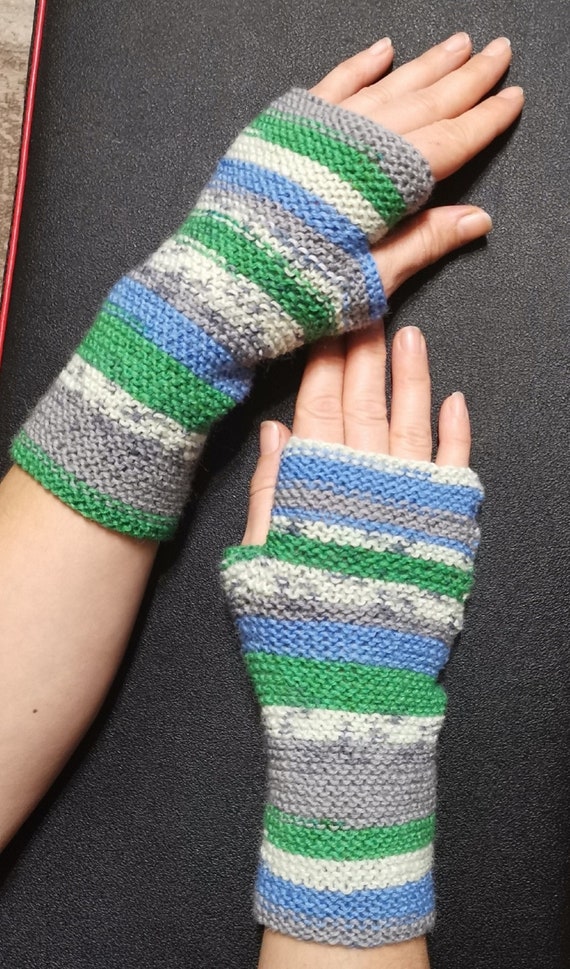 Fingerless Gloves Multicolored Knitted Mittens Winter Arm Warmers Knit  Gloves Women Wool Gloves Mittens Arm Warmers Hand Knitted