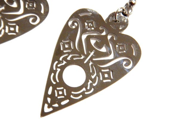 Shiny Silver Metal Ouija Board Planchette Earrings Hooks Etsy