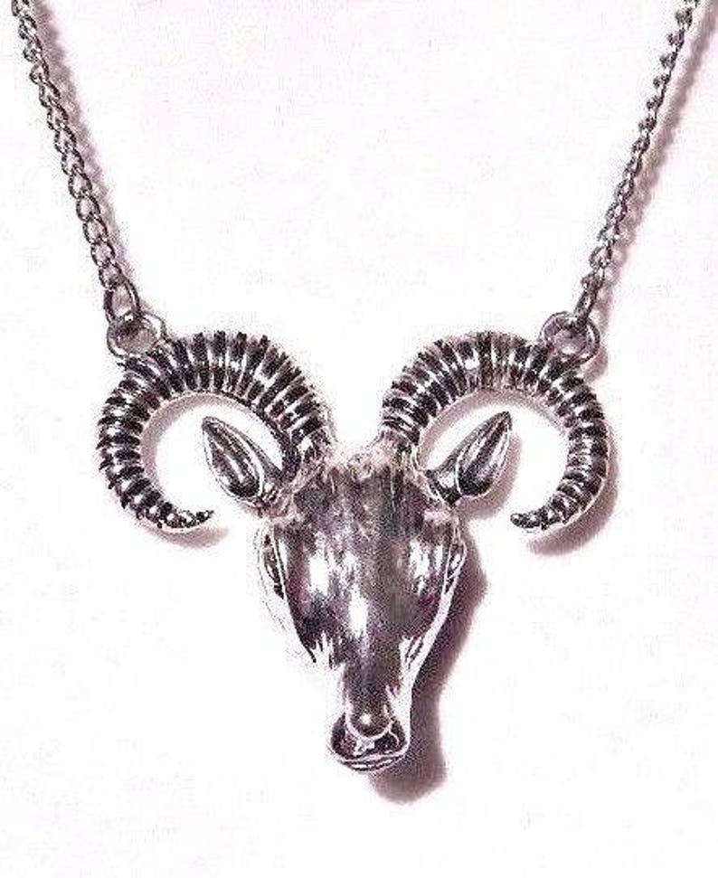 Silver Goat Head Necklace Pendant on Chain 1G Etsy