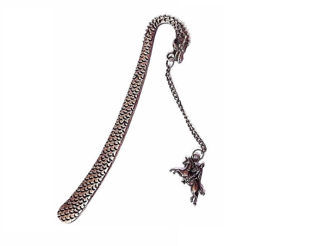 Bronze Dragon Versus Knight on Steed Bookmark Page Keeper 1U Etsy