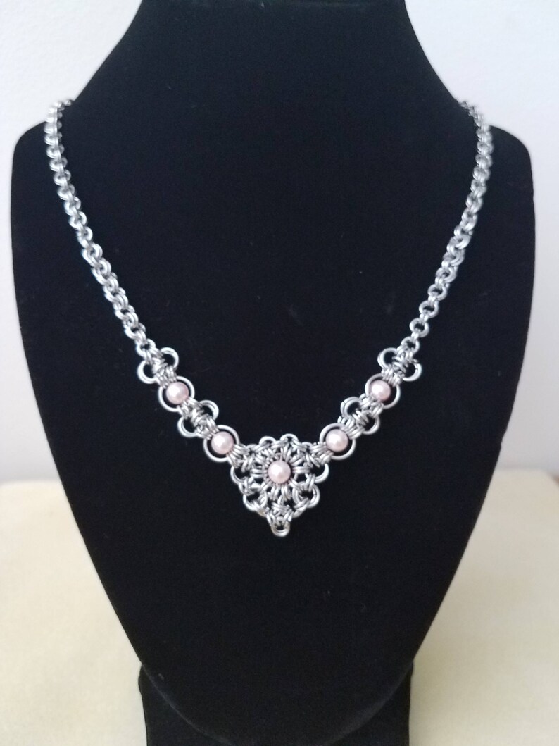 Chainmaille Stainless Steel & Beaded Necklace - Etsy