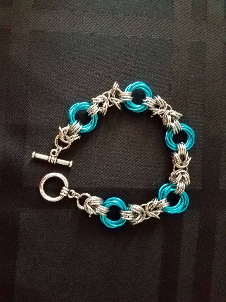 Chainmaille Stainless Steel and Anodized Aluminum Bracelet Etsy