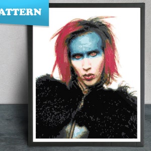 Marilyn Manson cross stitch pattern | Music | Gothic | Metal Gods | Rock | Industrial | Alternative | Portraits | Fashion | PDF pattern