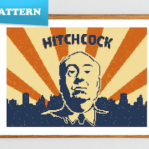 Hitchcock vintage cross stitch pattern | People | Hollywood | Director | Silhouette | Horror | Movies | Poster | Classic | PDF pattern