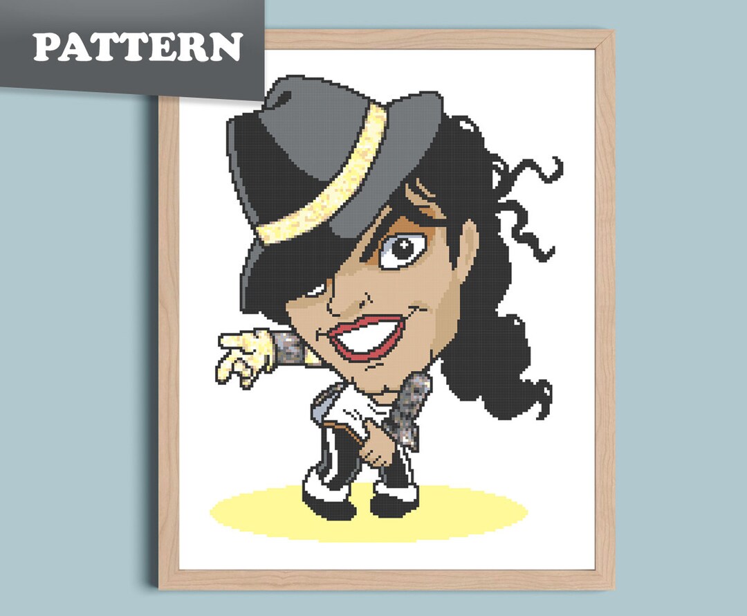 Michael Jackson Caricature Cross Stitch Pattern | King of Pop | Dance ...