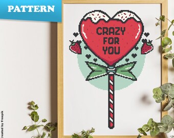 Crazy For You - Candy Heart | Love | Valentine&#39;s Day | Cute | Sweets | PDF pattern