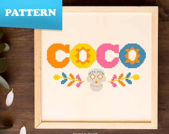 Título de la película Coco - patrón punto de cruz