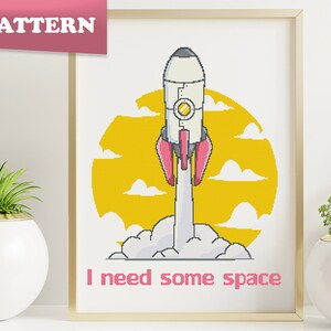 Cohete - Necesito un patrón de punto de cruz espacial / Nave espacial / Lanzamiento de cohete / Astronauta / Viajero espacial / Espacio / Cielo / Patrón PDF