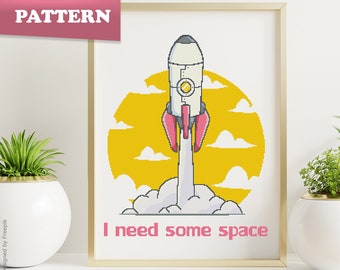Rocket - I need some space cross stitch pattern | Spaceship | Rocket launch | Astronaut | Space traveler | Space | Sky | PDF pattern