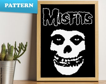 Misfits cross stitch pattern | Punk music embroidery | Skull pdf pattern