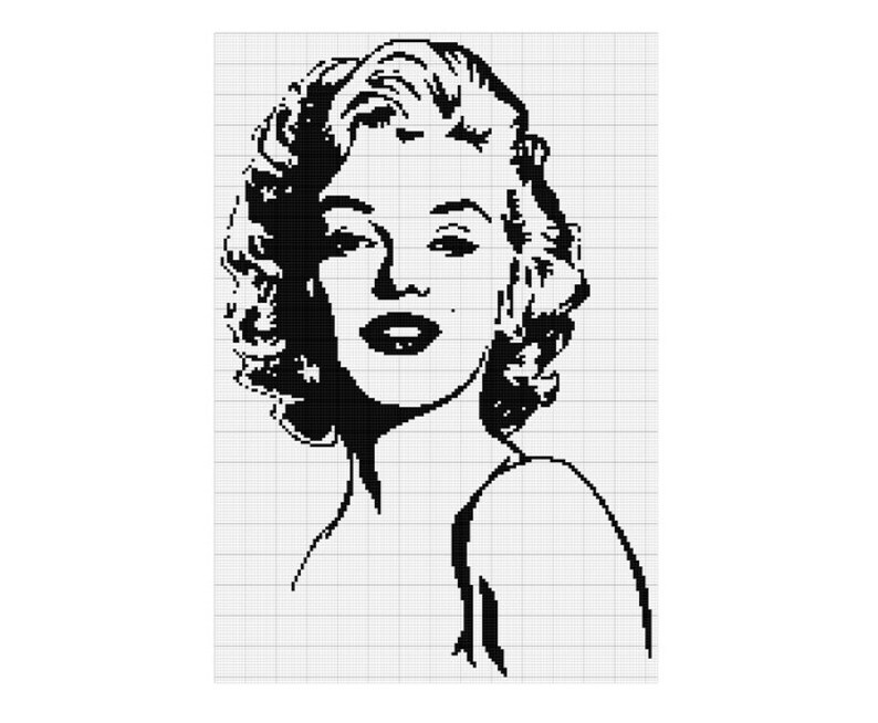 Marilyn Monroe Black Portrait Cross Stitch Pattern Movies - Etsy