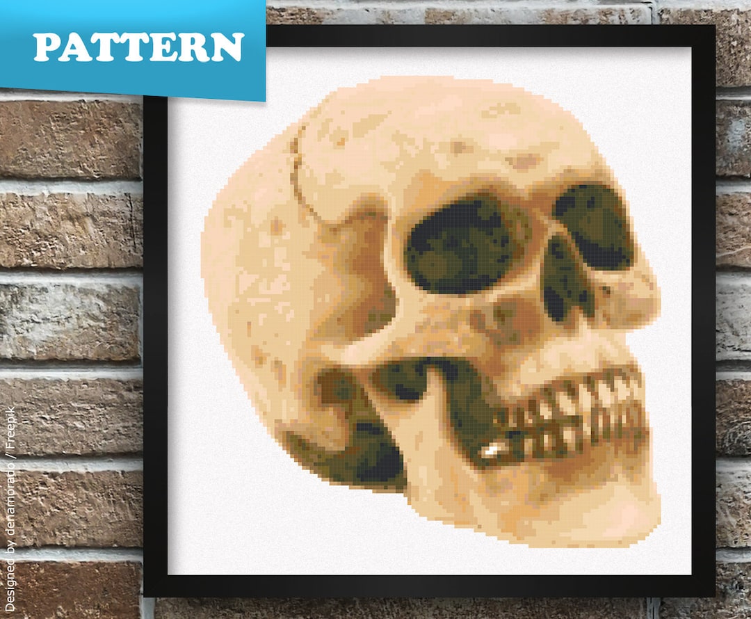 Realistic Skull Cross Stitch Pattern | Human | Dead | Skeleton | Spooky ...