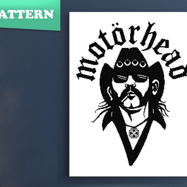 Lemmy Kilmister Kreuzstichmuster | Motörhead | Rock | Schwarz | Schwermetall | Gesang | Berühmt | Badass | PDF-Schnittmuster