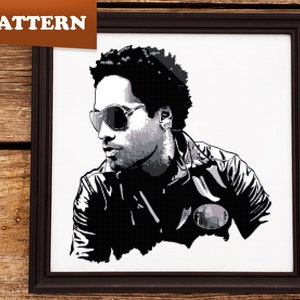 Lenny Kravitz black and gray portrait cross stitch pattern | Singer | Musicians | Rock star | PDF pattern