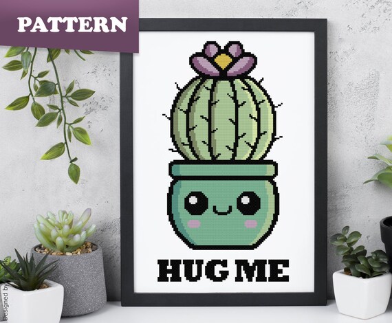 Kaktus Hug Me Kreuzstichmuster | Pflanzen | Lustig | Einfach | Blume |  Vase | Vollstiche | PDF-Muster - Etsy.de