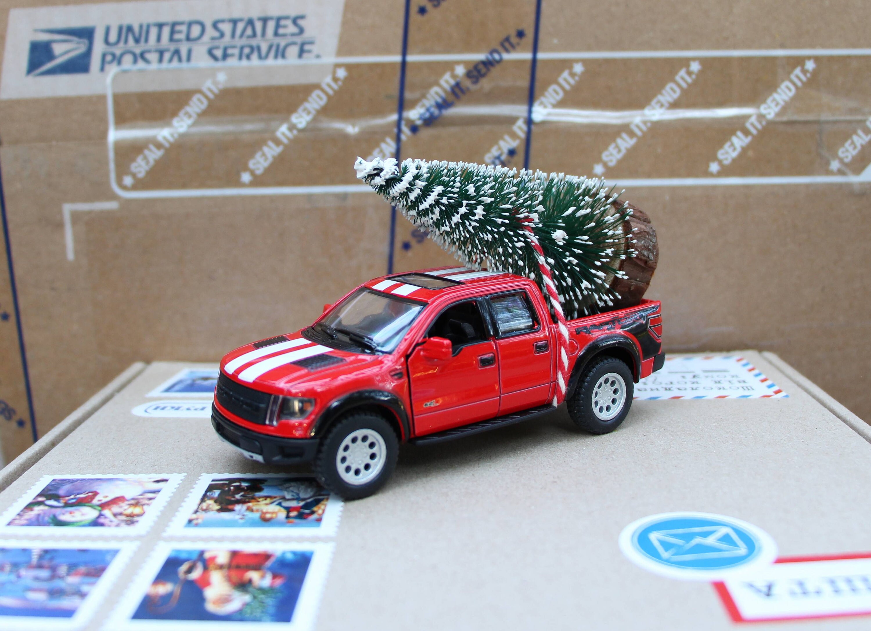 Christmas Car Ornament, Truck Ornament, FORD Truck Ornament, Red Truck