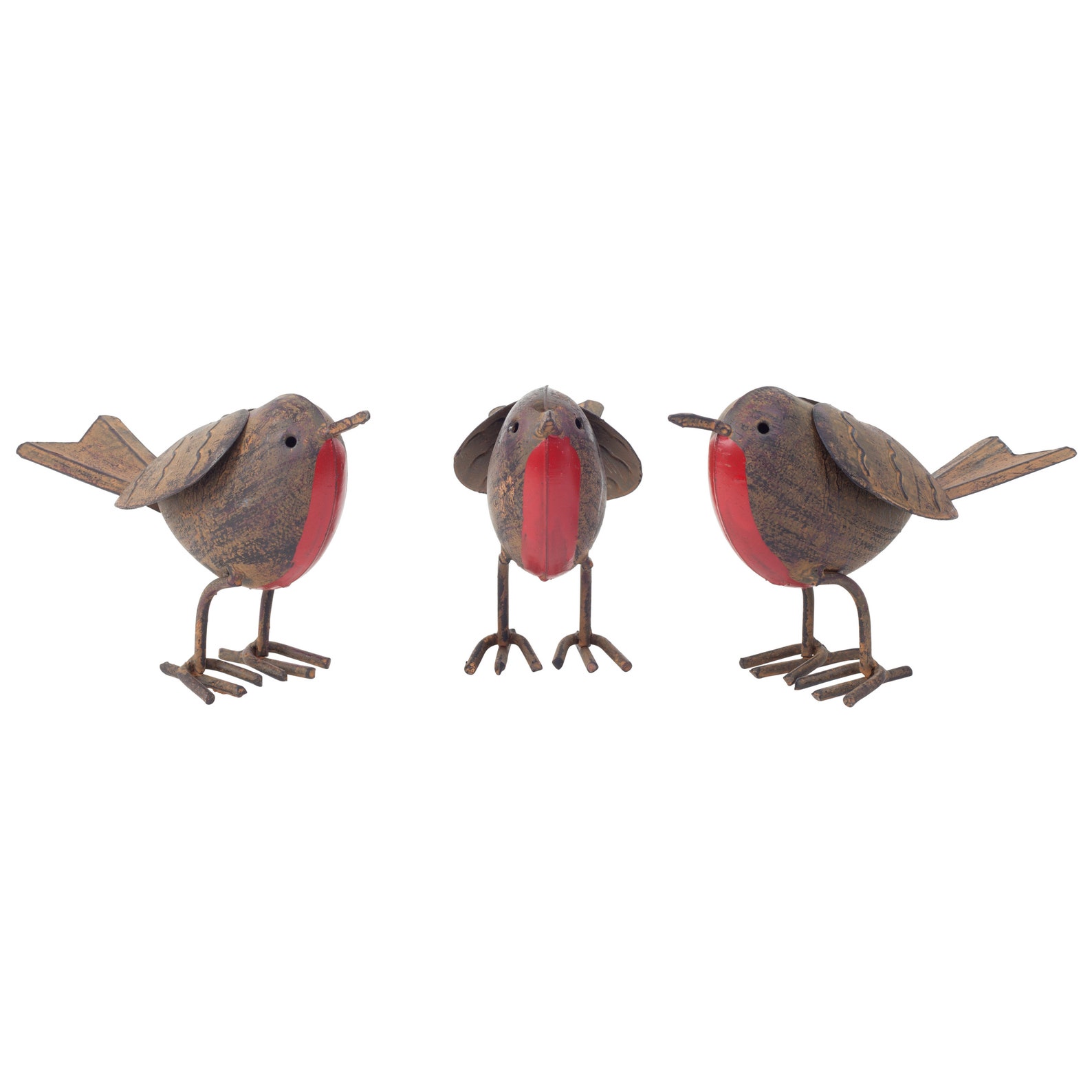 3 Tin Robin Garden Ornaments Etsy