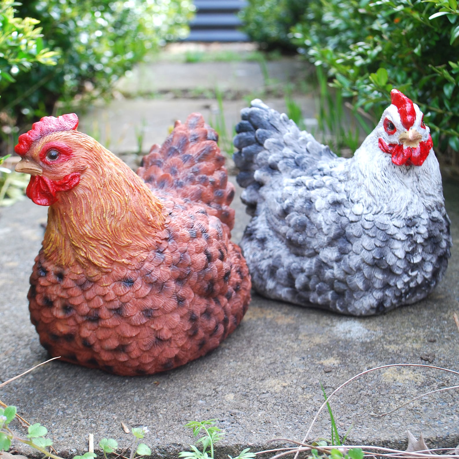 Pair of Chicken Garden Ornaments Etsy
