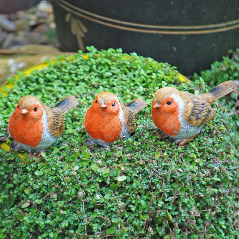 3 Pot Topping Robin Bird Garden Ornaments image 6