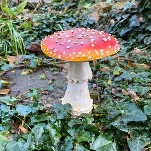 Large Mushroom Garden Ornament Red Cap Toadstool