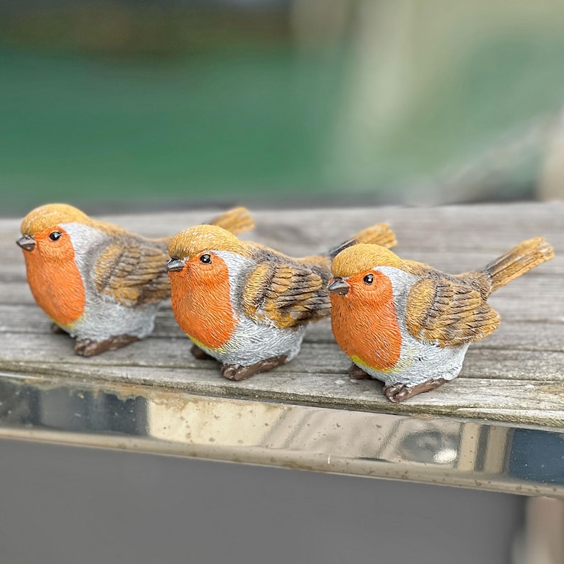 3 Pot Topping Robin Bird Garden Ornaments image 7