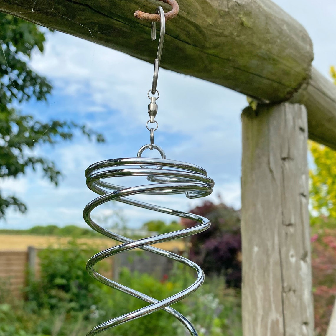 Wind Spinner Glass Twister Gazing Ball Spiral Garden Ornament Etsy