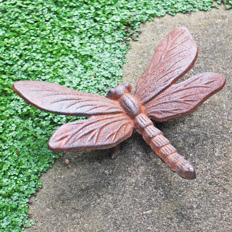 Cast Iron Dragonfly Garden Ornament Decor Etsy UK