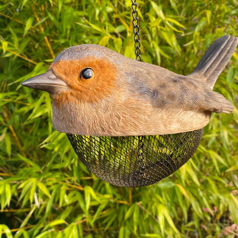 Robin Bird Feeder Hanging Garden Ornament Etsy