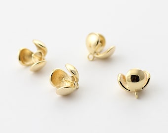 10pcs Rhodium Plated/ Gold Plated Floral Bead Cap Charm Pendant 9X8mm(Inside size:6mm）