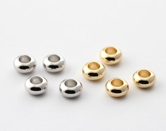 20pcs Gold plated/Rhodium Plated Large Hole Saucer Beads,Rondelle Spacer Beads 6x3mm,hole 3mm