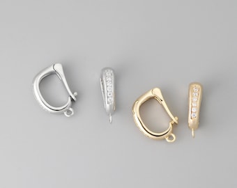 CZパヴェペンダント留め金：ゴールド/ロジウムメッキベイルコネクタ（4個）
