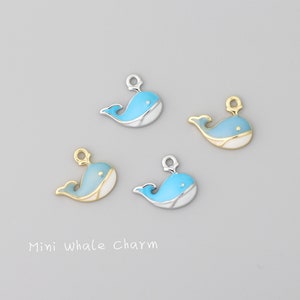 6pcs Gold plated Enamel Mini Blue Whale Charm, Ocean Charms，Sea Theme Pendants 9x8mm